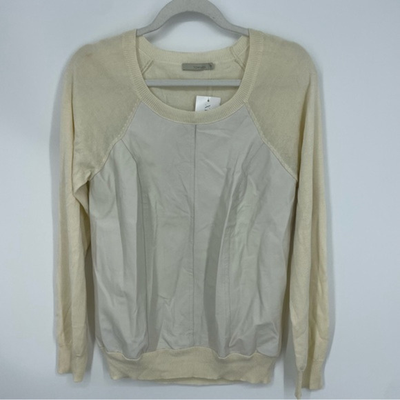 Townsen Ivory Sweater with Faux Leather front‎ Panel size M - Picture 1 of 9